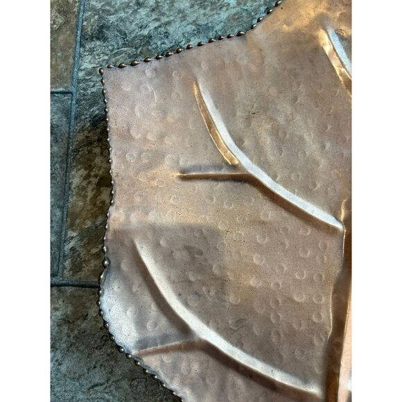 Vtg 1970's Solid Copper Maple Leaf Decorative Serving Dish Hand Hammered - Picture 6 of 10